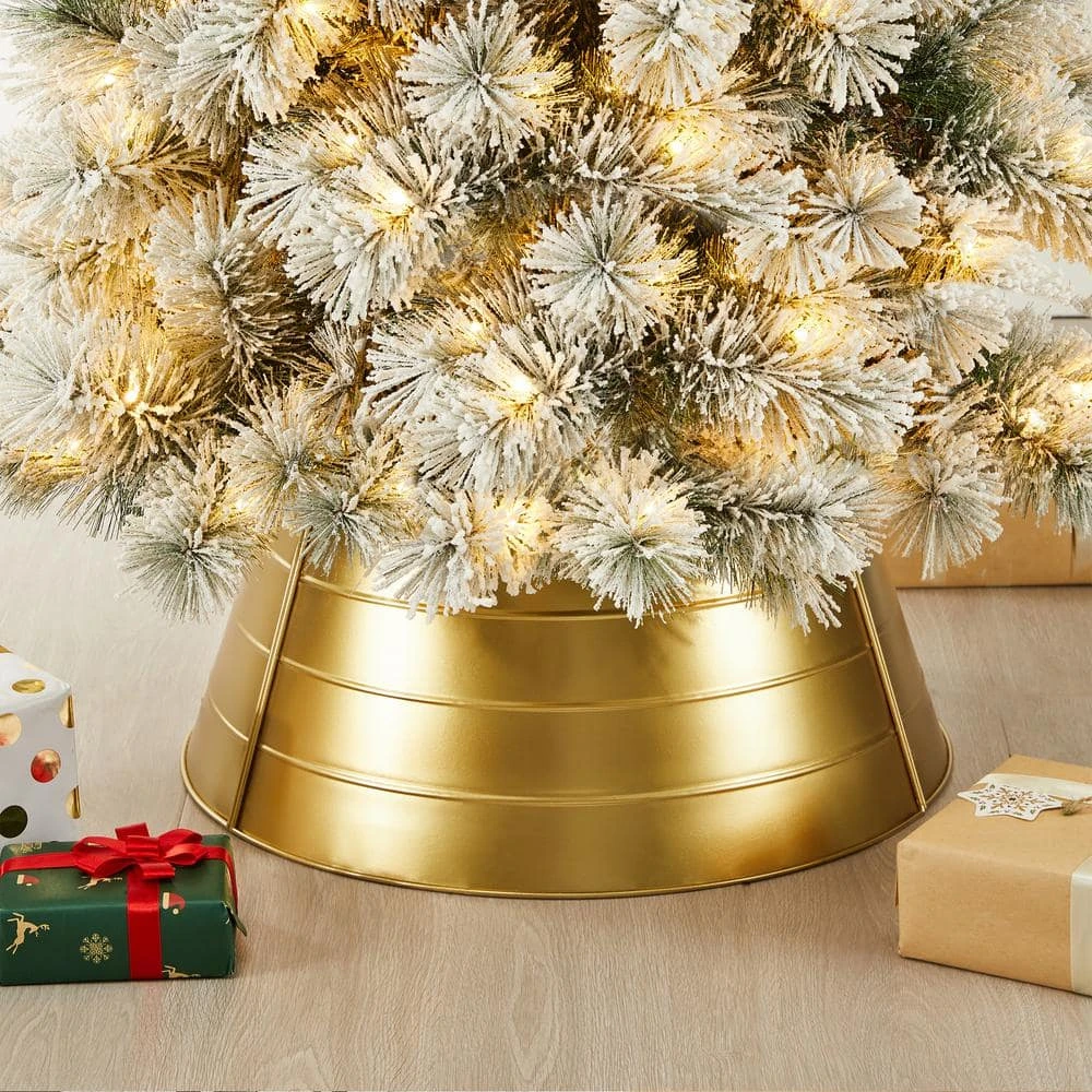 22 In. D Christmas Painted Gold Metal Tree Collar (KD) 4 22 In. D Christmas Painted Gold Metal Tree Collar (KD) - Image 4