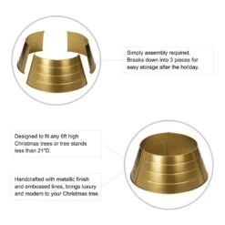 22 In. D Christmas Painted Gold Metal Tree Collar (KD) 12 22 In. D Christmas Painted Gold Metal Tree Collar (KD) -Northlight Shop glitzhome christmas tree collars 2010600040 c3 1000