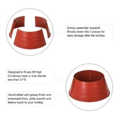 22 In. D Christmas Painted Red Metal Tree Collar (KD) -Northlight Shop glitzhome christmas tree collars 2010600041 c3 1000