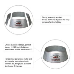 40.5 In. D Christmas Galvanized Metal Truck Tree Collar (KD) -Northlight Shop glitzhome christmas tree collars 2010600042 c3 1000