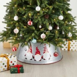 26 In. D Christmas Galvanized Metal Gnomes Tree Collar (KD) -Northlight Shop glitzhome christmas tree collars 2010600043 77 1000