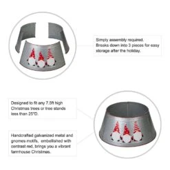 26 In. D Christmas Galvanized Metal Gnomes Tree Collar (KD) -Northlight Shop glitzhome christmas tree collars 2010600043 c3 1000