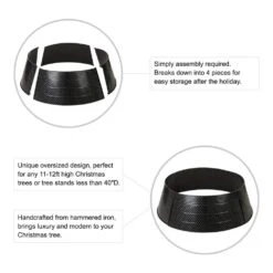 40.5 In. D Christmas Black Hammered Metal Tree Collar (KD) -Northlight Shop glitzhome christmas tree collars 2010600044 c3 1000