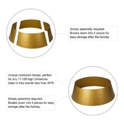 40.5 In. D Christmas Gold Hammered Metal Tree Collar (KD) -Northlight Shop glitzhome christmas tree collars 2010600045 c3 1000