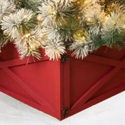 32 In. L Red Wooden Tree Collar (KD) -Northlight Shop glitzhome christmas tree collars 2010600048 44 1000