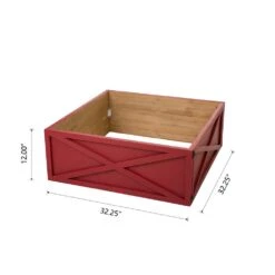 32 In. L Red Wooden Tree Collar (KD) -Northlight Shop glitzhome christmas tree collars 2010600048 4f 1000