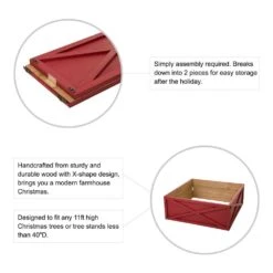 32 In. L Red Wooden Tree Collar (KD) -Northlight Shop glitzhome christmas tree collars 2010600048 c3 1000