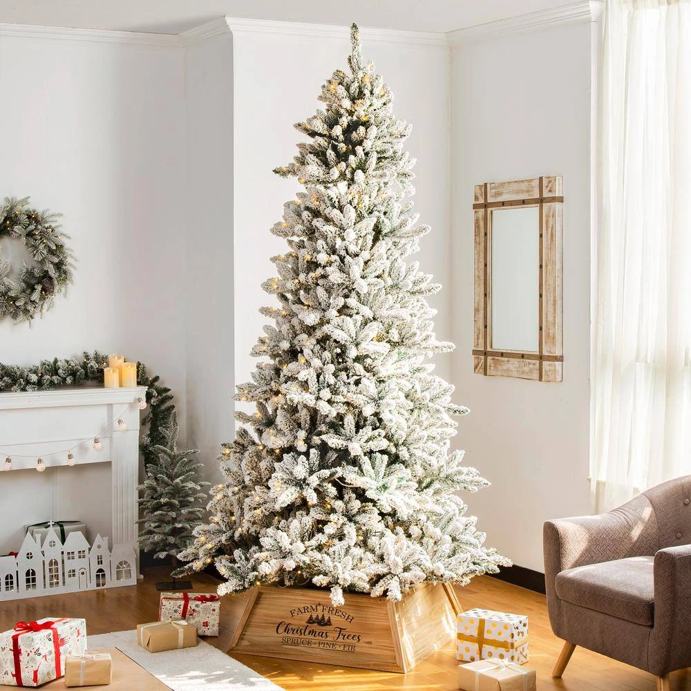 32 In. L Natural Wooden Trapezoid "Farm Fresh" Christmas Tree Collar (KD) 2 32 In. L Natural Wooden Trapezoid "Farm Fresh" Christmas Tree Collar (KD) - Image 2