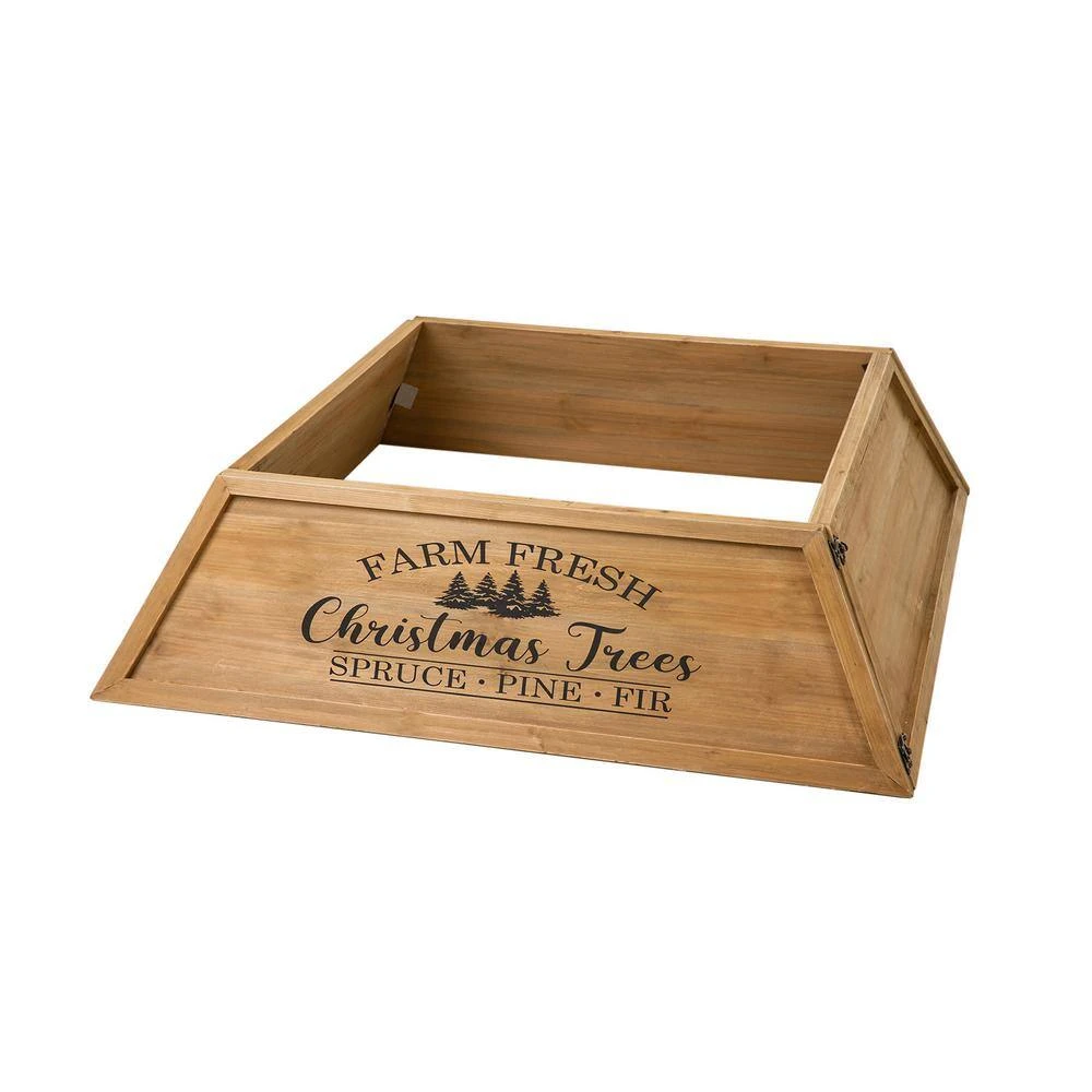 40 In. L Natural Wooden Trapezoid In. Farm Fresh In. Christmas Tree Collar (KD) 1 40 In. L Natural Wooden Trapezoid In. Farm Fresh In. Christmas Tree Collar (KD)