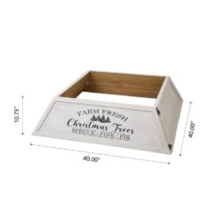 40 In. L White Wooden Trapezoid "Farm Fresh" Christmas Tree Collar (KD) -Northlight Shop glitzhome christmas tree collars 2010600056 4f 1000