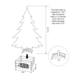 24 In. L Red "MERRY CHRISTMAS" Wooden Crate Tree Collar -Northlight Shop glitzhome christmas tree collars 2010600059 44 1000