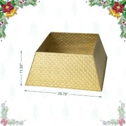 25.75 In. L Trapezoid Gold Metal Weave Tree Collar -Northlight Shop glitzhome christmas tree collars 2010600066 c3 1000