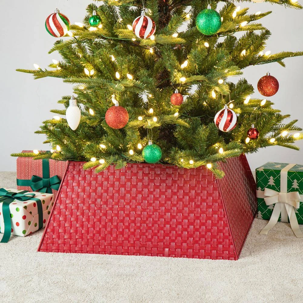 25.75 In. L Trapezoid Red Metal Weave Tree Collar 5 25.75 In. L Trapezoid Red Metal Weave Tree Collar - Image 5