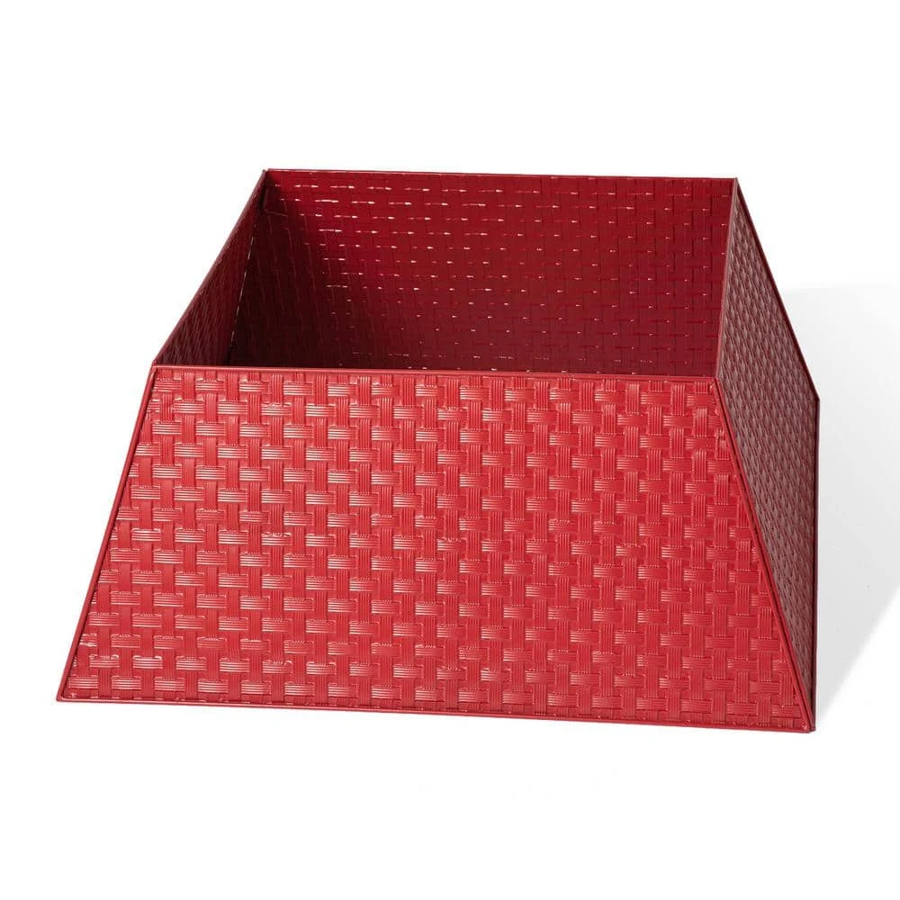 25.75 In. L Trapezoid Red Metal Weave Tree Collar 1 25.75 In. L Trapezoid Red Metal Weave Tree Collar