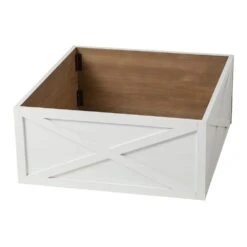 26 In. L Washed White Wooden Tree Collar