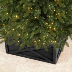 26 In. L Washed Black Wooden Tree Collar -Northlight Shop glitzhome christmas tree collars 2010600072 1f 1000