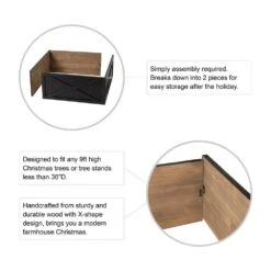 26 In. L Washed Black Wooden Tree Collar -Northlight Shop glitzhome christmas tree collars 2010600072 4f 1000