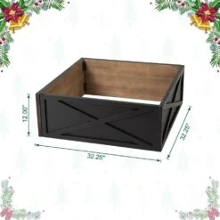 32.25 In. L Black Wooden Tree Collar -Northlight Shop glitzhome christmas tree collars 2010600074 c3 1000