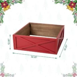 32.25 In. L Red Wooden Tree Collar -Northlight Shop glitzhome christmas tree collars 2010600075 c3 1000