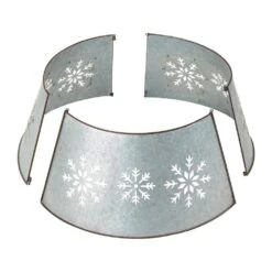 26 In. D Snowflake Cutout Metal Tree Collar With Light String (KD) -Northlight Shop glitzhome christmas tree collars gh2004600004 fa 1000