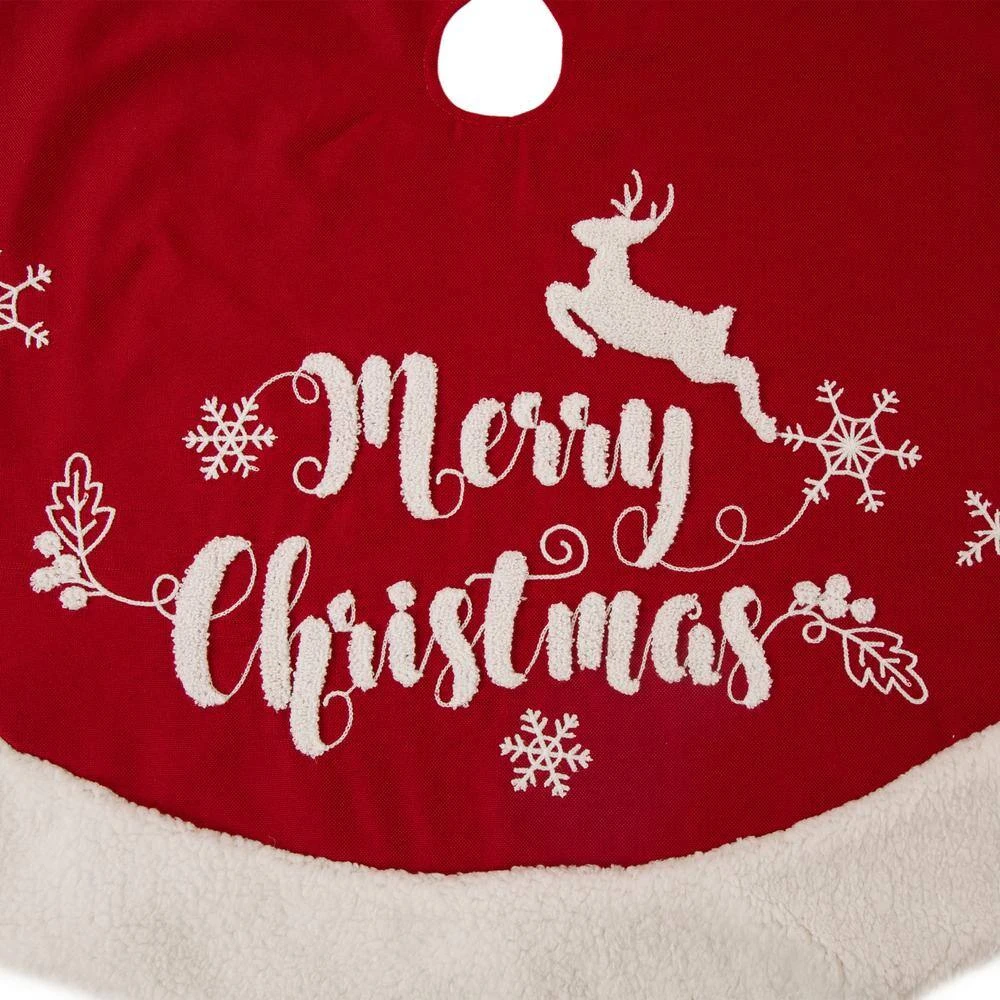 48 In. D Fabric Christmas Tree Skirt In Merry Christmas 4 48 In. D Fabric Christmas Tree Skirt In Merry Christmas - Image 4