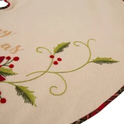 48 In. D Fabric Christmas Tree Skirt In Poinsettia 12 48 In. D Fabric Christmas Tree Skirt In Poinsettia -Northlight Shop glitzhome christmas tree skirts 1113202457 44 1000