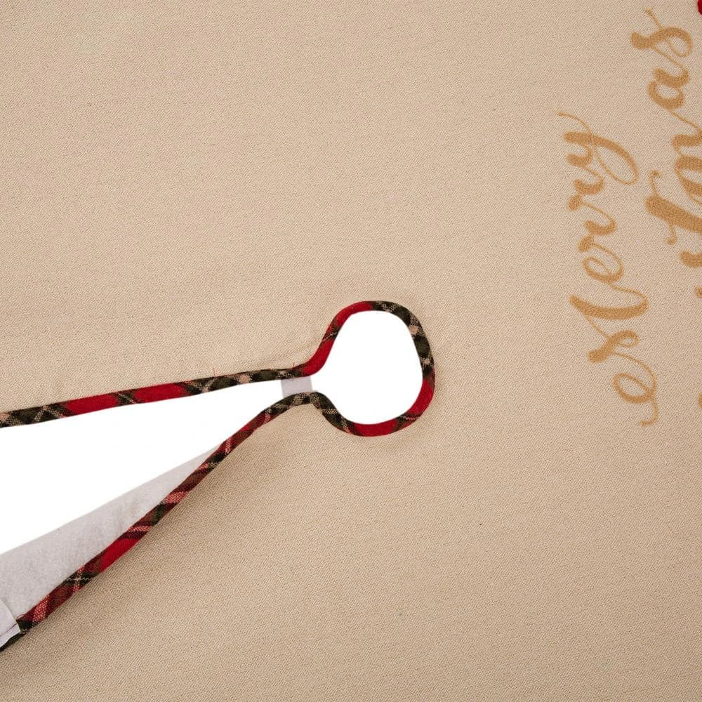 48 In. D Fabric Christmas Tree Skirt In Poinsettia 2 48 In. D Fabric Christmas Tree Skirt In Poinsettia - Image 2