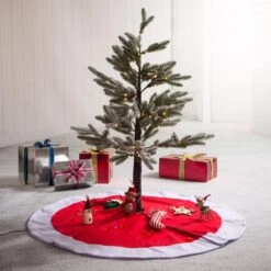42 In. D Felt Christmas Tree Skirt In Traditional Red And White -Northlight Shop glitzhome christmas tree skirts 1113202550 31 1000