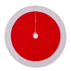 42 In. D Felt Christmas Tree Skirt In Traditional Red And White