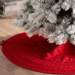 52 In. D Knitted Acrylic Red Christmas Tree Skirt -Northlight Shop glitzhome christmas tree skirts 1113202582 76 1000