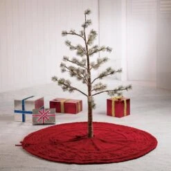 52 In. D Knitted Polyester Red Christmas Tree Skirt -Northlight Shop glitzhome christmas tree skirts 1113203191 31 1000
