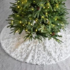 48 In. D White Plush With Snowflake Christmas Tree Skirt -Northlight Shop glitzhome christmas tree skirts 2004700065 31 1000