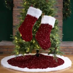 0.39 In. Red Sequin Christmas Tree Skirt (Set Of 3) -Northlight Shop glitzhome christmas tree skirts 2004700093 31 1000