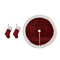 0.39 In. Red Sequin Christmas Tree Skirt (Set Of 3)