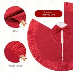 60 In. Dia Oversized Deluxe Red Velvet Ruffled Christmas Tree Skirt -Northlight Shop glitzhome christmas tree skirts 2020100003 1f 1000