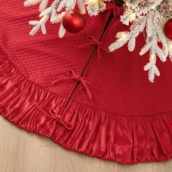 60 In. Dia Oversized Deluxe Red Velvet Ruffled Christmas Tree Skirt -Northlight Shop glitzhome christmas tree skirts 2020100003 66 1000