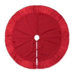 72 In. D Oversized Deluxe Red Velvet Ruffled Christmas Tree Skirt