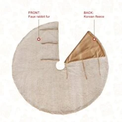 48 In. D Milk Coffee Brown Reversible Faux Rabbit Fur/Korean Fleece Christmas Tree Skirt -Northlight Shop glitzhome christmas tree skirts 2020100008 44 1000