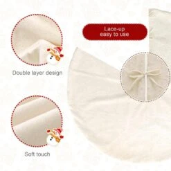 60 In. D Oversized White Reversible Faux Rabbit Fur/Korean Fleece Christmas Tree Skirt -Northlight Shop glitzhome christmas tree skirts 2020100009 1f 1000