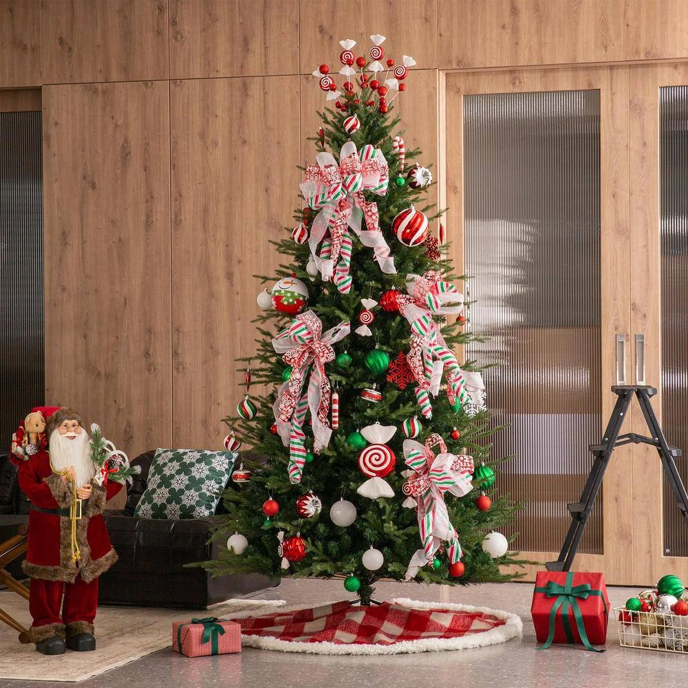 48 In. D Red And White Plaid Reversible Sherpa/Flannel Christmas Tree Skirt 3 48 In. D Red And White Plaid Reversible Sherpa/Flannel Christmas Tree Skirt - Image 3