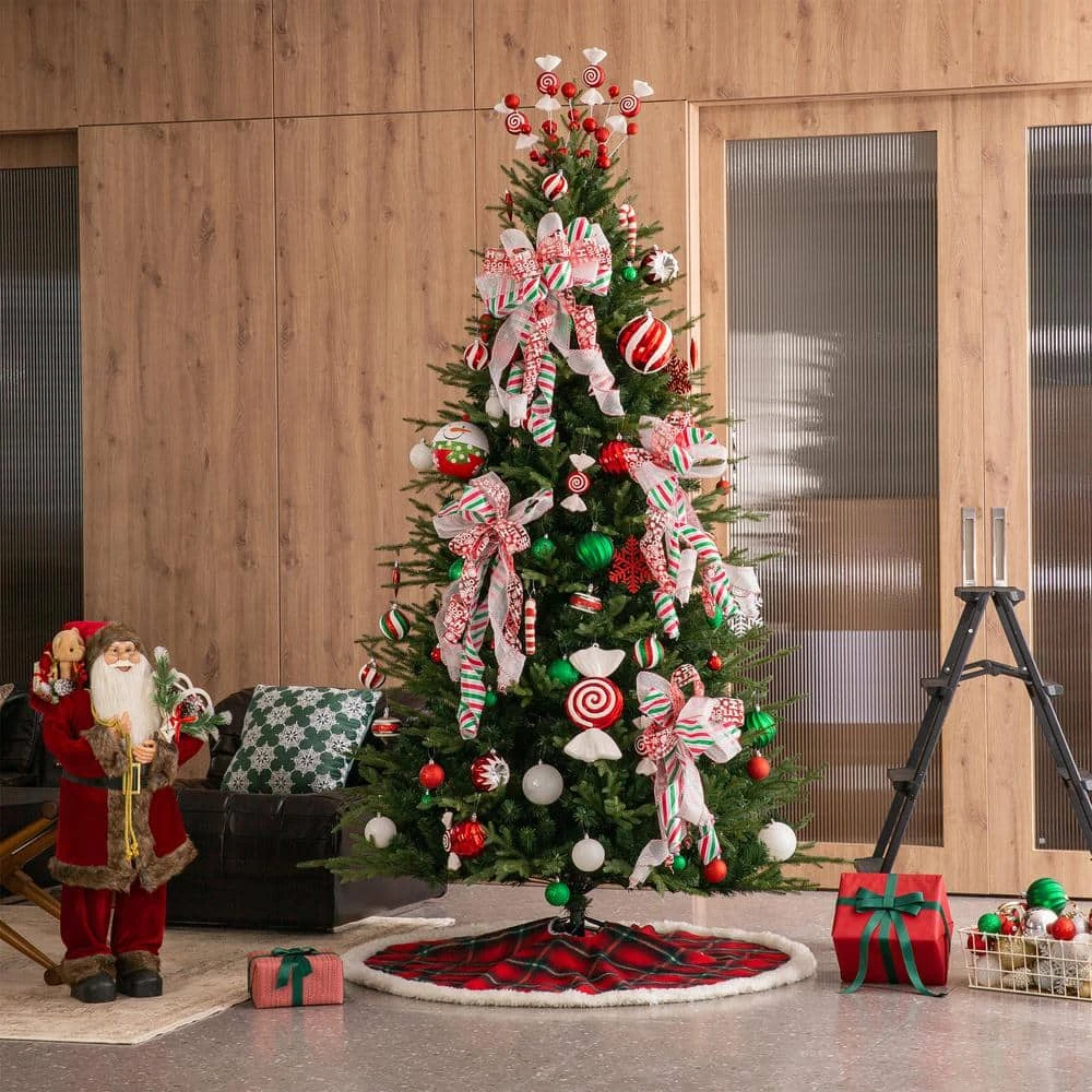 60 In. D Oversized Red And Black Plaid Reversible Sherpa/Flannel Christmas Tree Skirt 2 60 In. D Oversized Red And Black Plaid Reversible Sherpa/Flannel Christmas Tree Skirt - Image 2