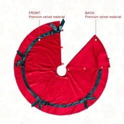 48 In. D Red Velvet Christmas Tree Skirt With Bows -Northlight Shop glitzhome christmas tree skirts 2020100015 1f 1000