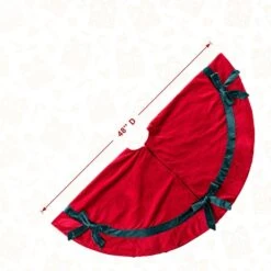 48 In. D Red Velvet Christmas Tree Skirt With Bows -Northlight Shop glitzhome christmas tree skirts 2020100015 44 1000