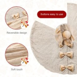 48 In. D Reversible Faux Fox Fur/Korean Fleece Christmas Tree Skirt -Northlight Shop glitzhome christmas tree skirts 2020100016 4f 1000