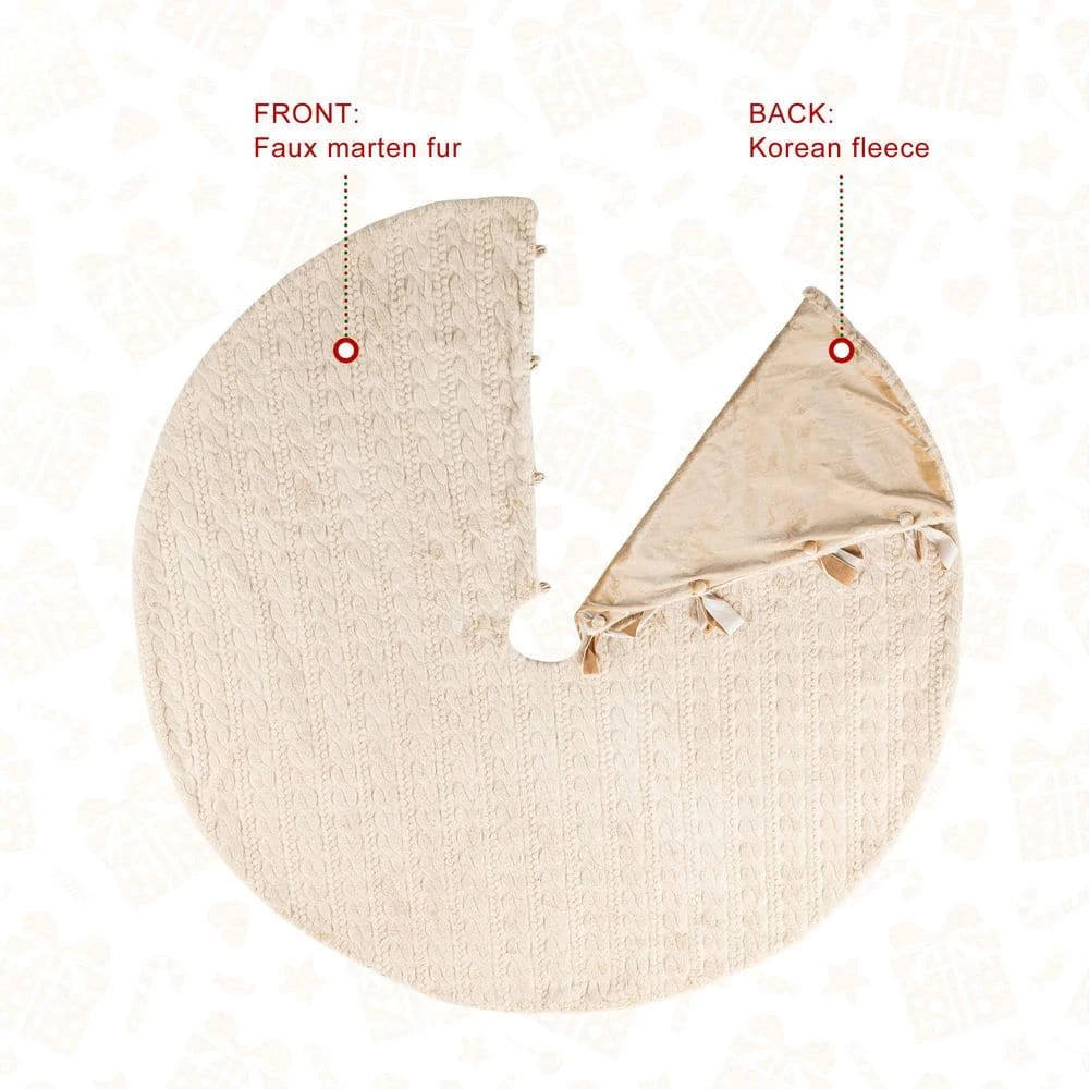 60 In. D Deluxe Reversible Milk Coffee Twisted Faux Marten Fur/Korean Fleece Christmas Tree Skirt 5 60 In. D Deluxe Reversible Milk Coffee Twisted Faux Marten Fur/Korean Fleece Christmas Tree Skirt - Image 5