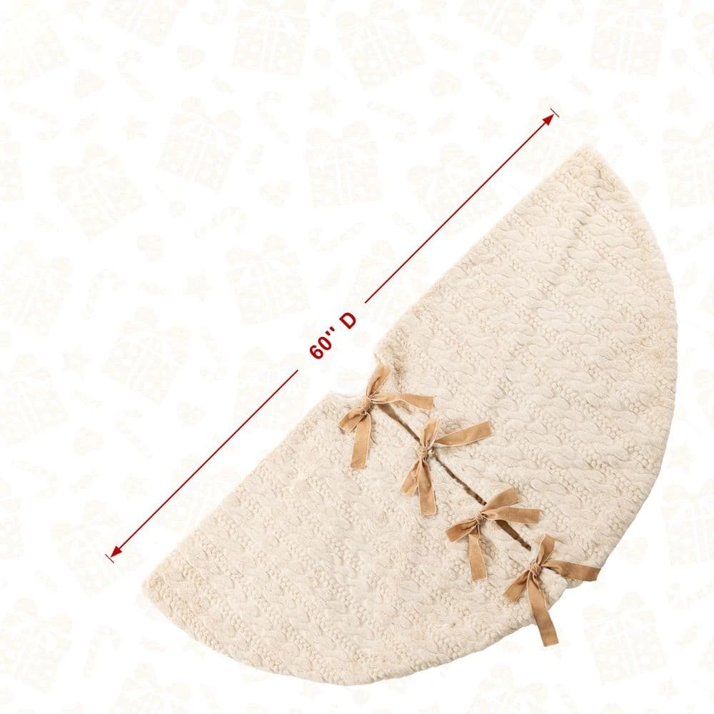 60 In. D Deluxe Reversible Milk Coffee Twisted Faux Marten Fur/Korean Fleece Christmas Tree Skirt 6 60 In. D Deluxe Reversible Milk Coffee Twisted Faux Marten Fur/Korean Fleece Christmas Tree Skirt - Image 6