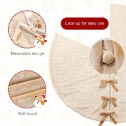 60 In. D Deluxe Reversible Milk Coffee Twisted Faux Marten Fur/Korean Fleece Christmas Tree Skirt 12 60 In. D Deluxe Reversible Milk Coffee Twisted Faux Marten Fur/Korean Fleece Christmas Tree Skirt -Northlight Shop glitzhome christmas tree skirts 2020100017 4f 1000