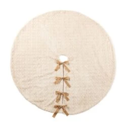 60 In. D Deluxe Reversible Milk Coffee Twisted Faux Marten Fur/Korean Fleece Christmas Tree Skirt