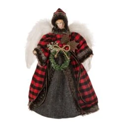 12 In. H Plaid Angel Christmas Tree Topper Decoration