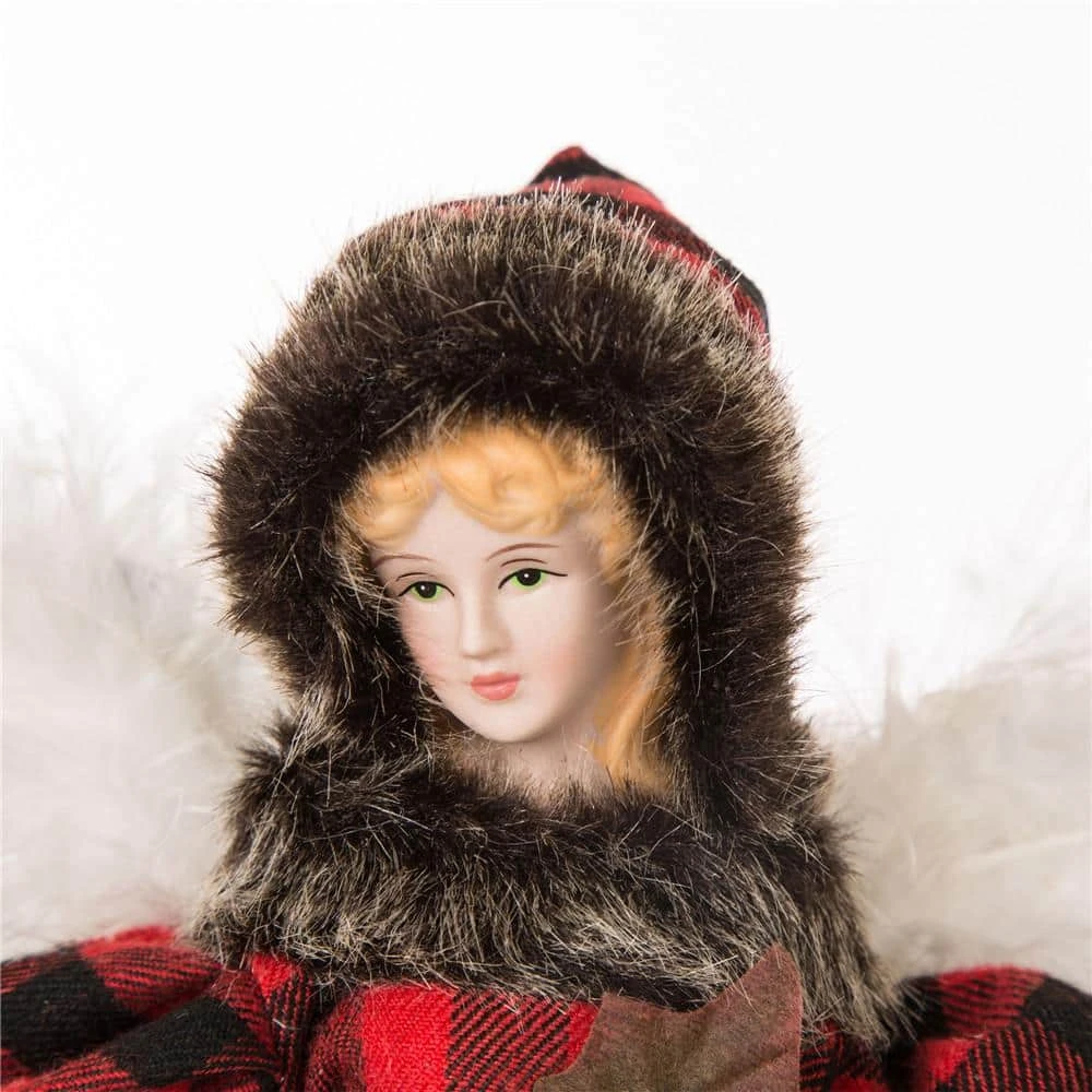 12 In. H Plaid Angel Christmas Tree Topper Decoration 2 12 In. H Plaid Angel Christmas Tree Topper Decoration - Image 2